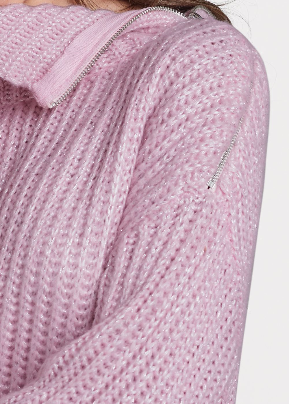 Venus VENUS | Zipper Detail Sweater in Pink