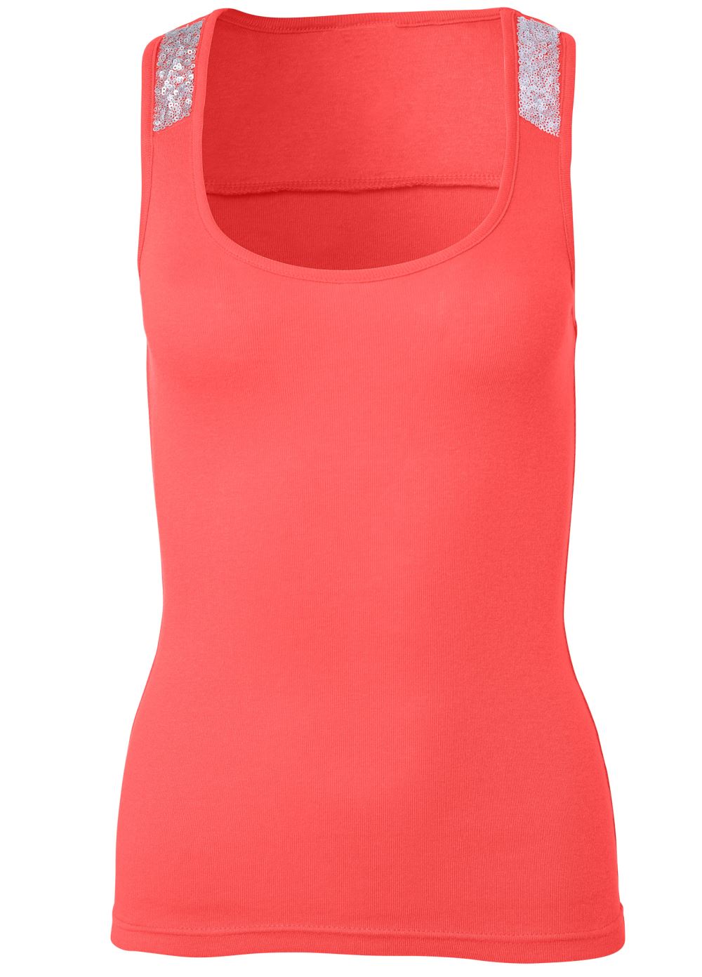 Venus Sequin Detail Tank in Coral