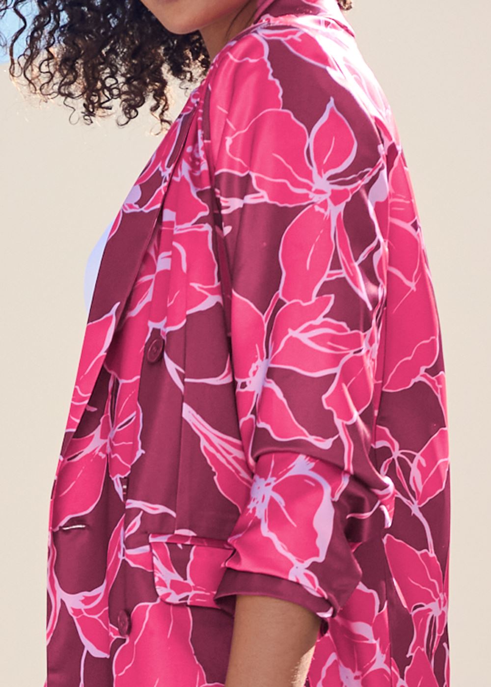 Venus Floral Print Blazer in Pink Multi