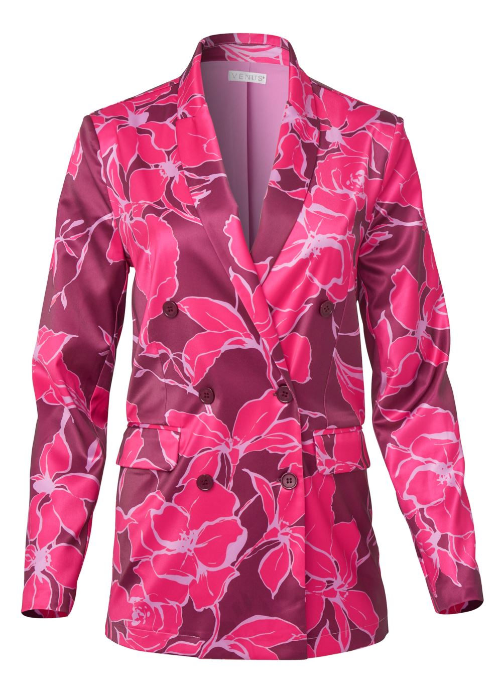 Venus Floral Print Blazer in Pink Multi