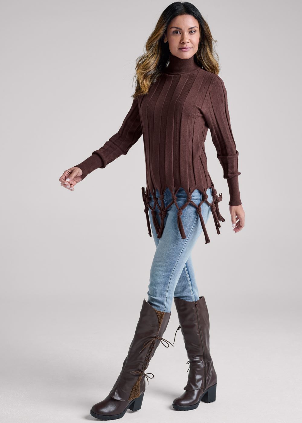 Venus Sherpa Lace-Up Calf Boots in Dark Brown