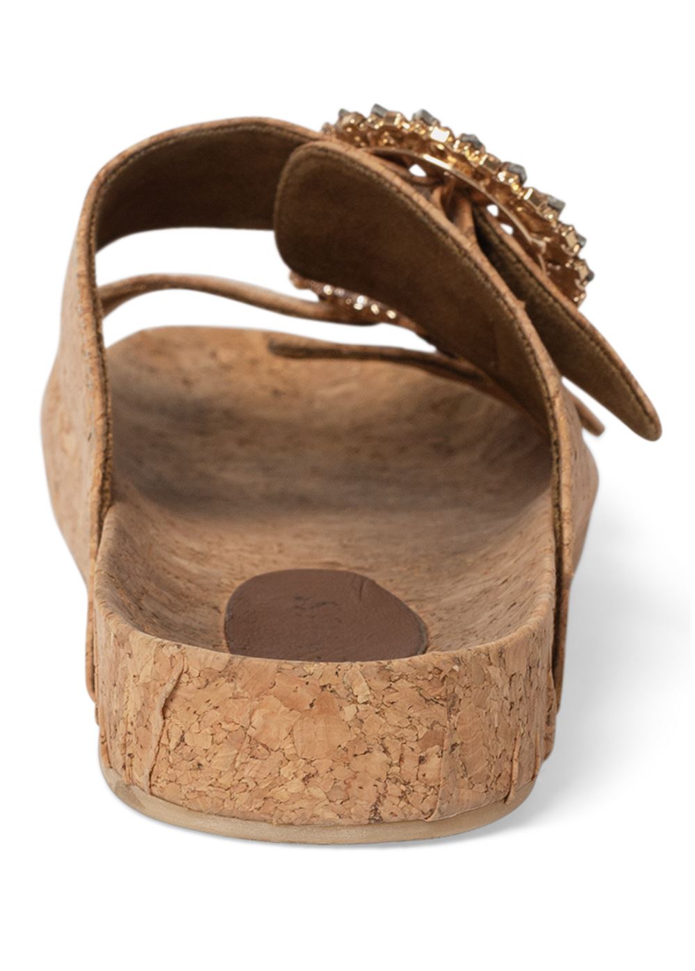 Venus Rhinestone Slide Sandals in Light Brown