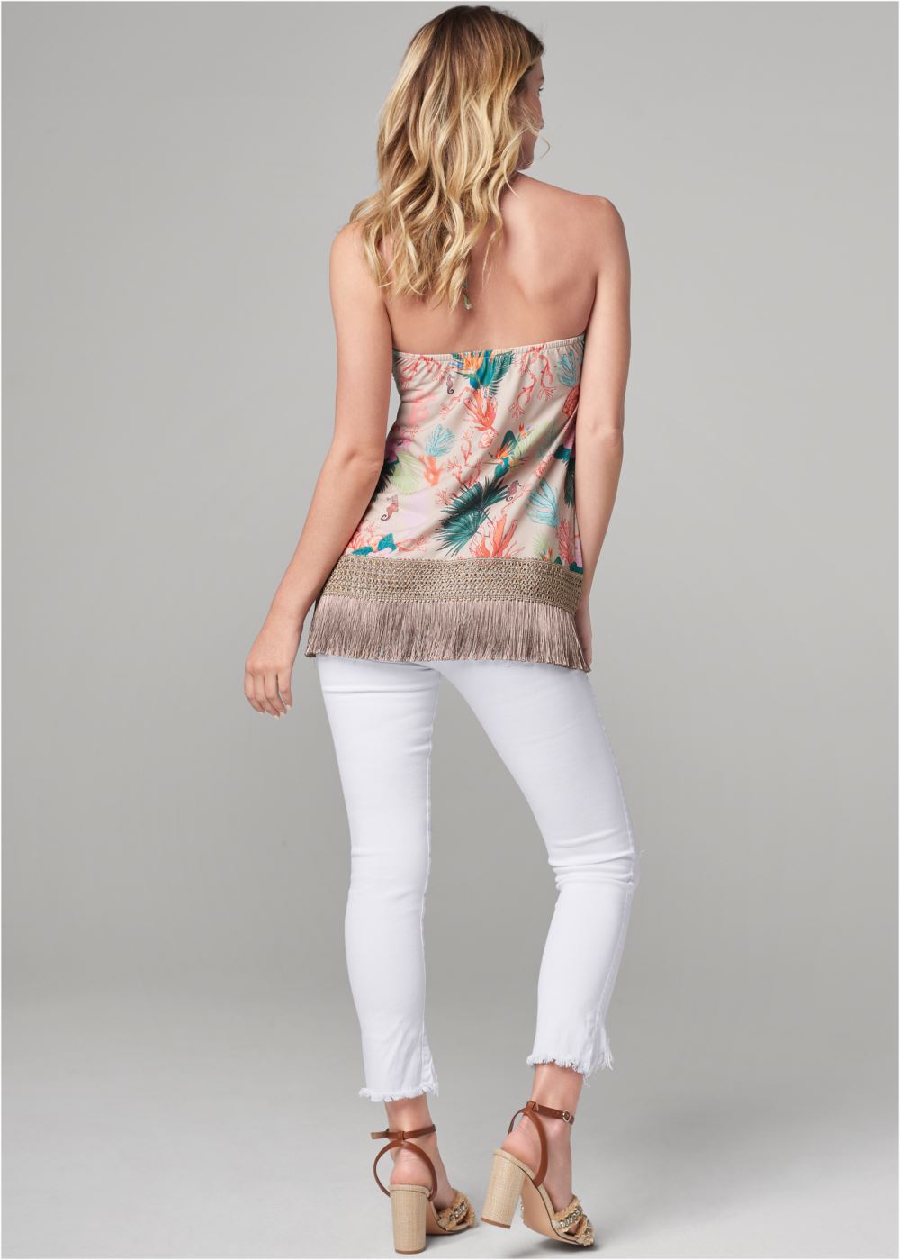 Venus Under-The-Sea Print Halter Top in Cream Multi