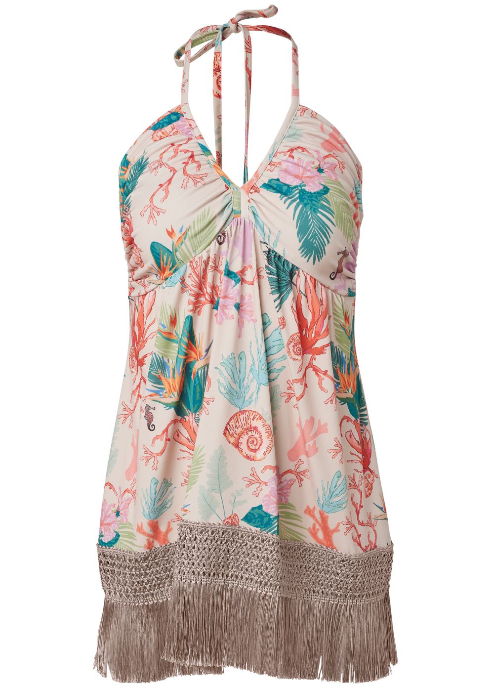 Venus Under-The-Sea Print Halter Top in Cream Multi