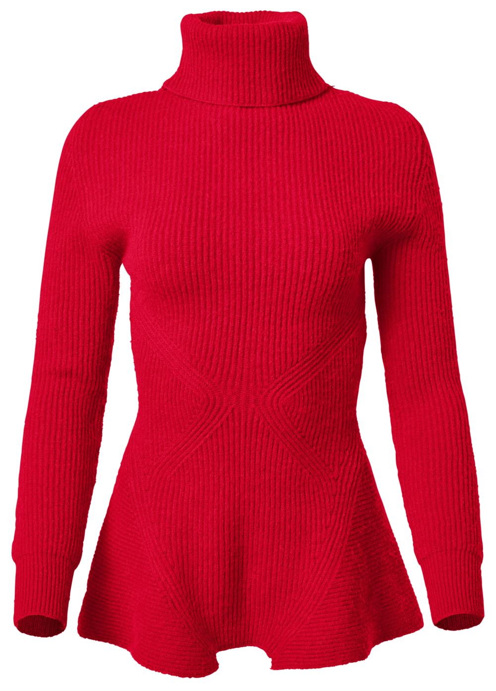 Venus VENUS | Turtleneck Peplum Sweater in Red