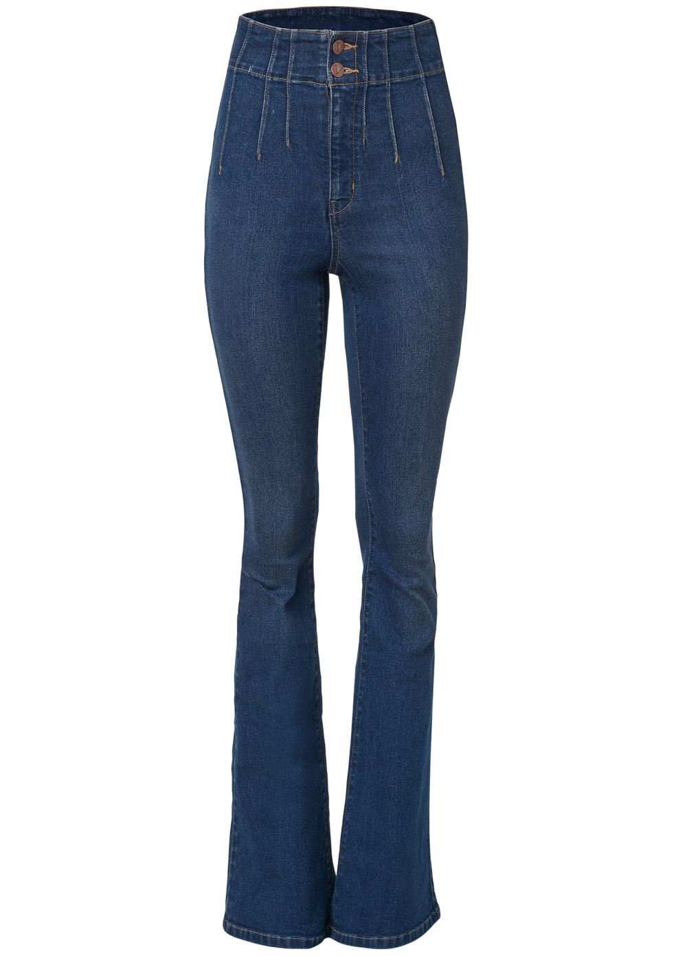 Venus Pintuck Semi-Flare Jeans in Dark Wash
