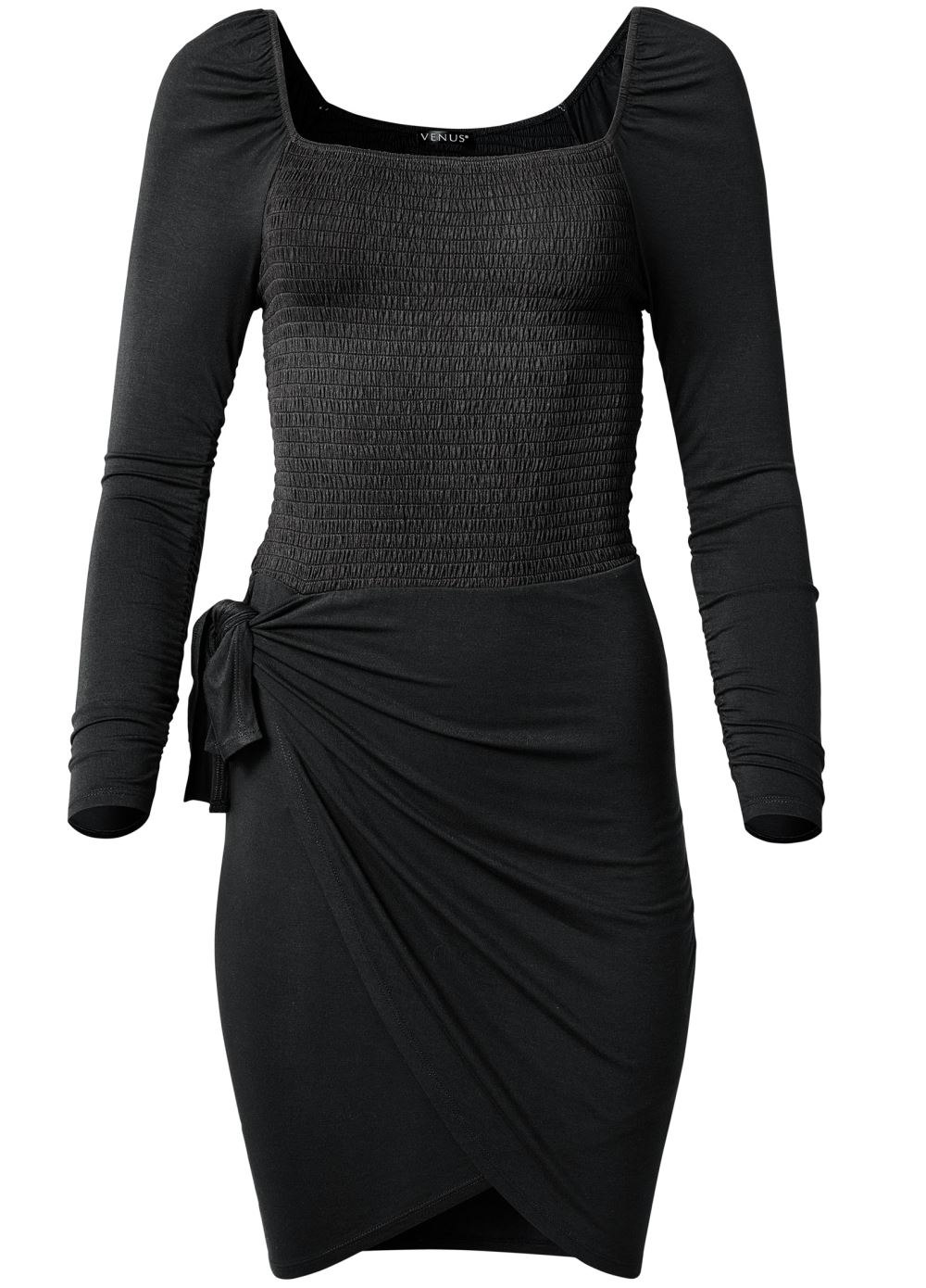 Venus Wrap-Front Dress - Black