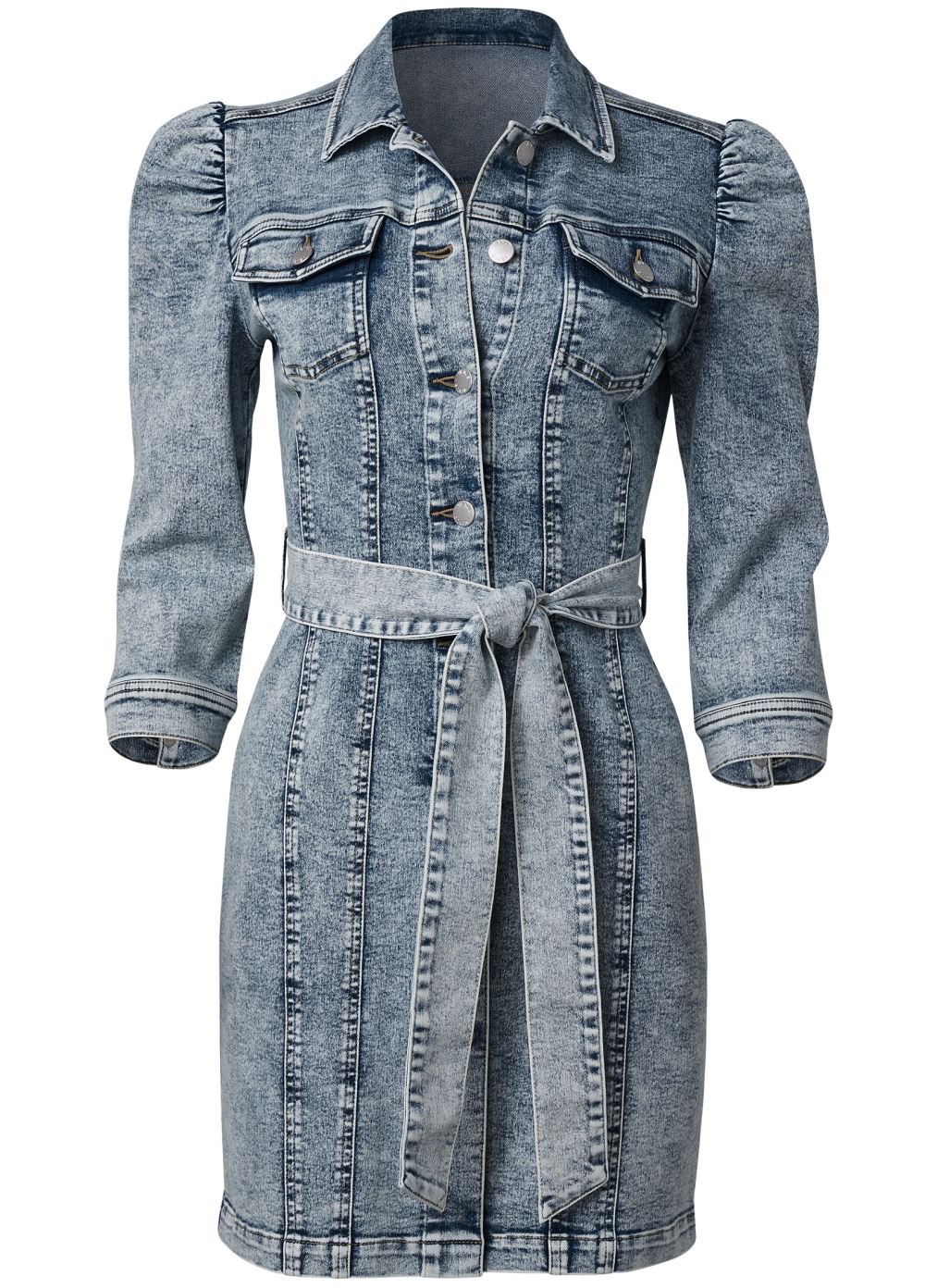Venus Button-Up Denim Dress - Cool Wash