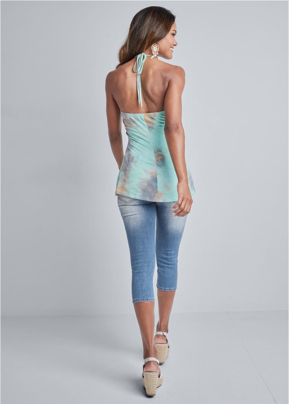 Venus Tie Dye Lace Top in Light Blue Multi
