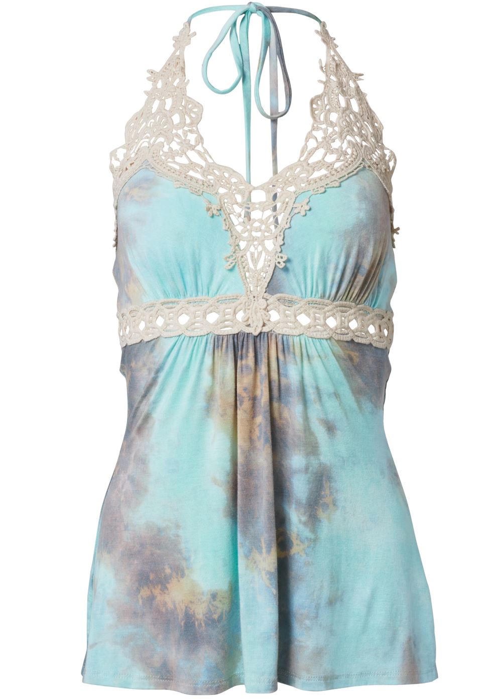 Venus Tie Dye Lace Top in Light Blue Multi