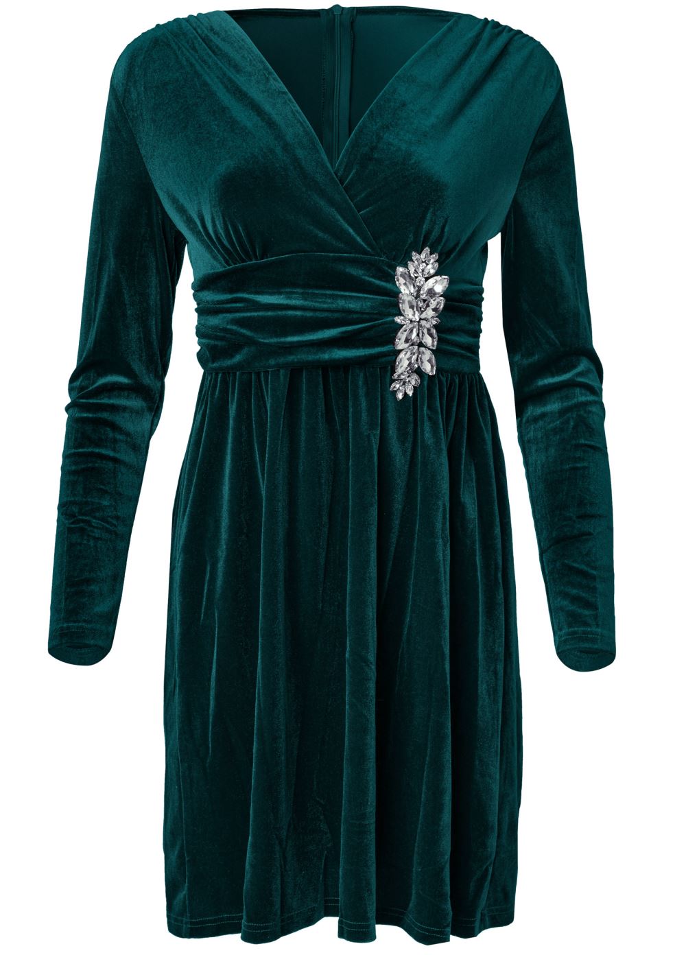 Venus Embellished Velvet Dress - Green