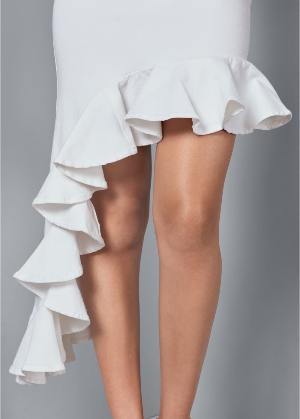Venus Ruffle Jean Skirt - White