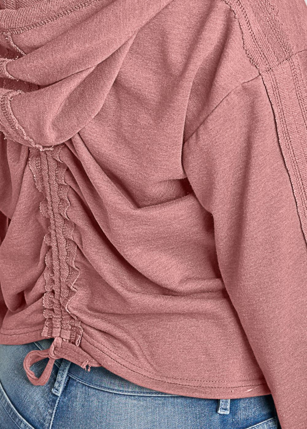 Venus Drawstring Detail Hoodie in Light Pink