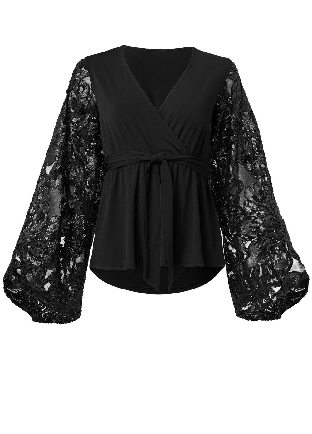Venus Embellished Lace Top in Black