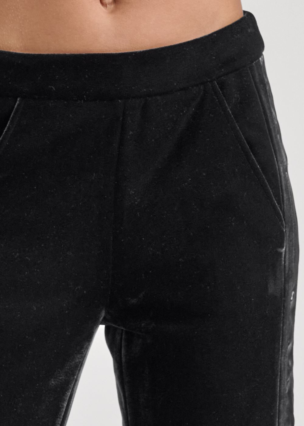 Venus Velvet Satin Wide-Leg Pants in Black