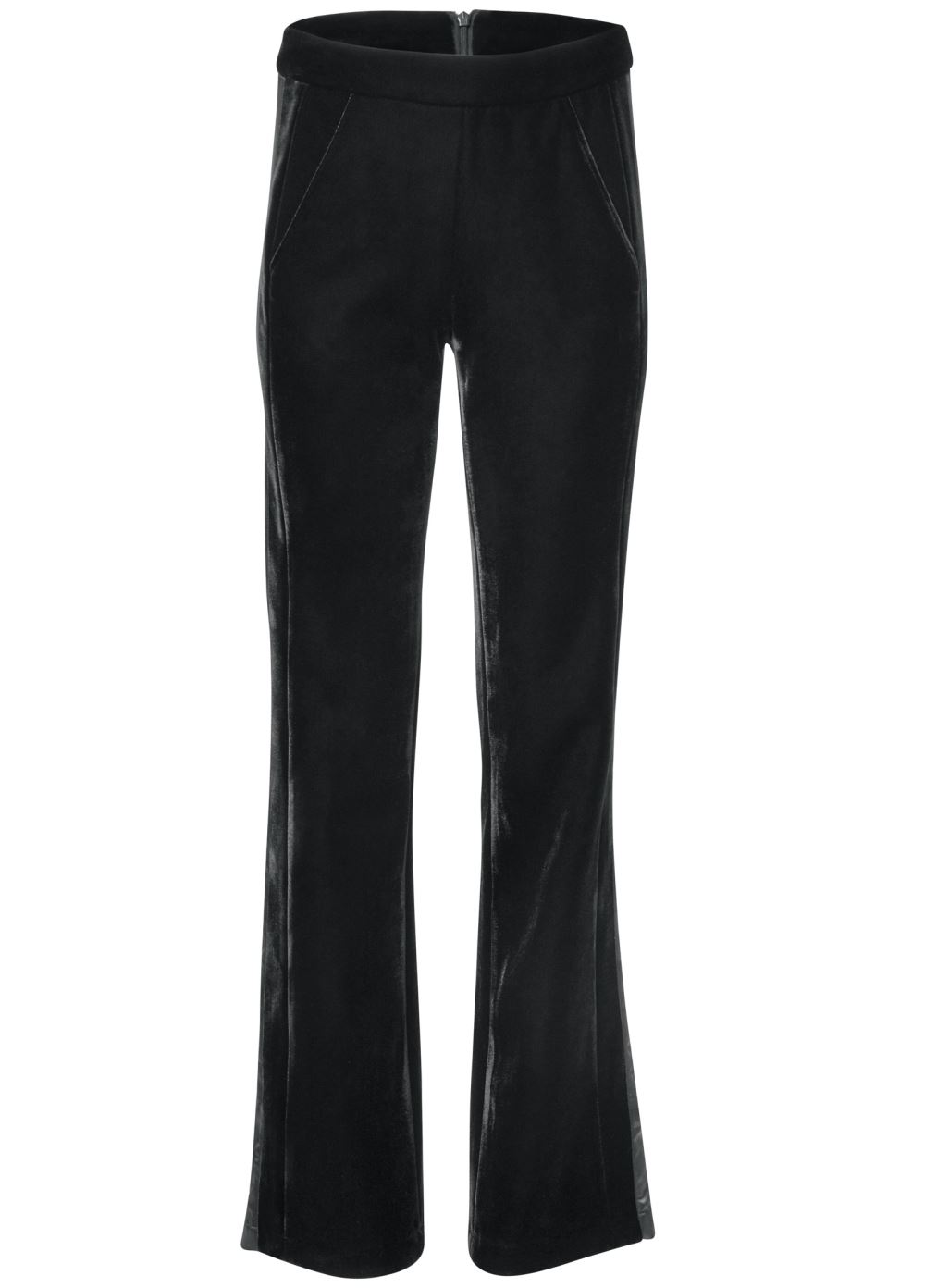 Venus Velvet Satin Wide-Leg Pants in Black
