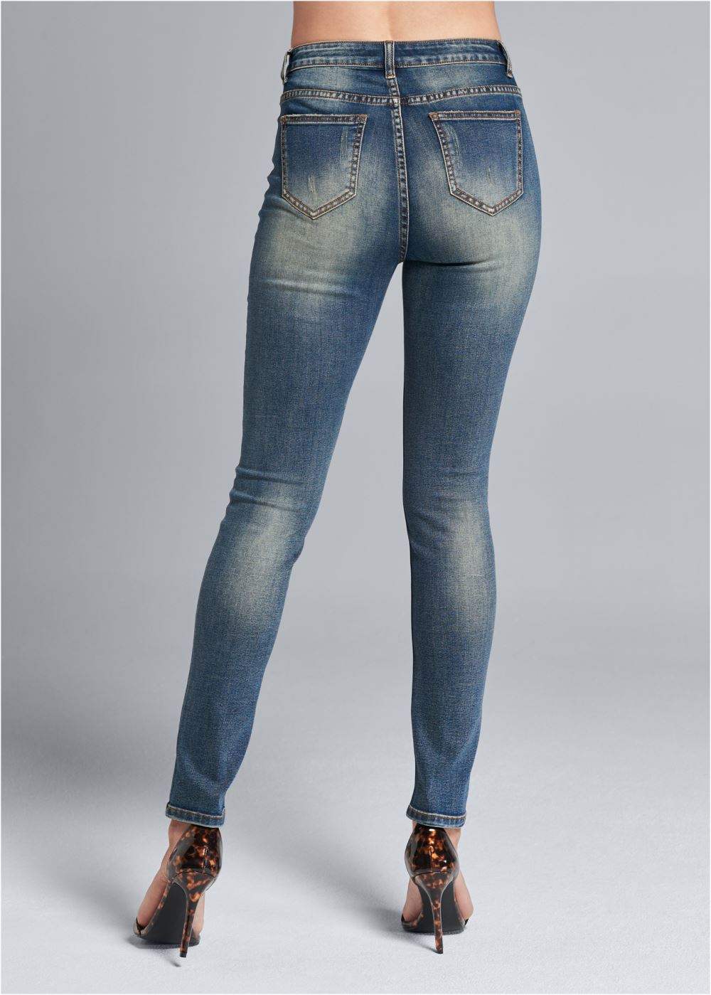 Venus Medium Wash FLORAL EMBROIDERED SKINNY JEANS