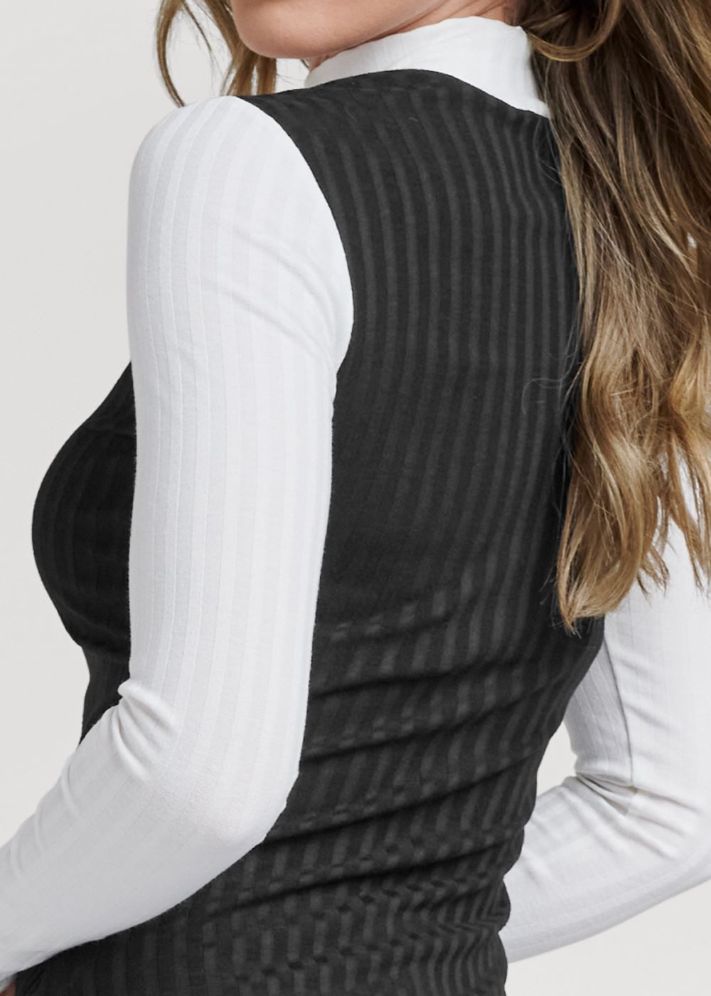 Venus Color Block Mock Neck Top in Black & White