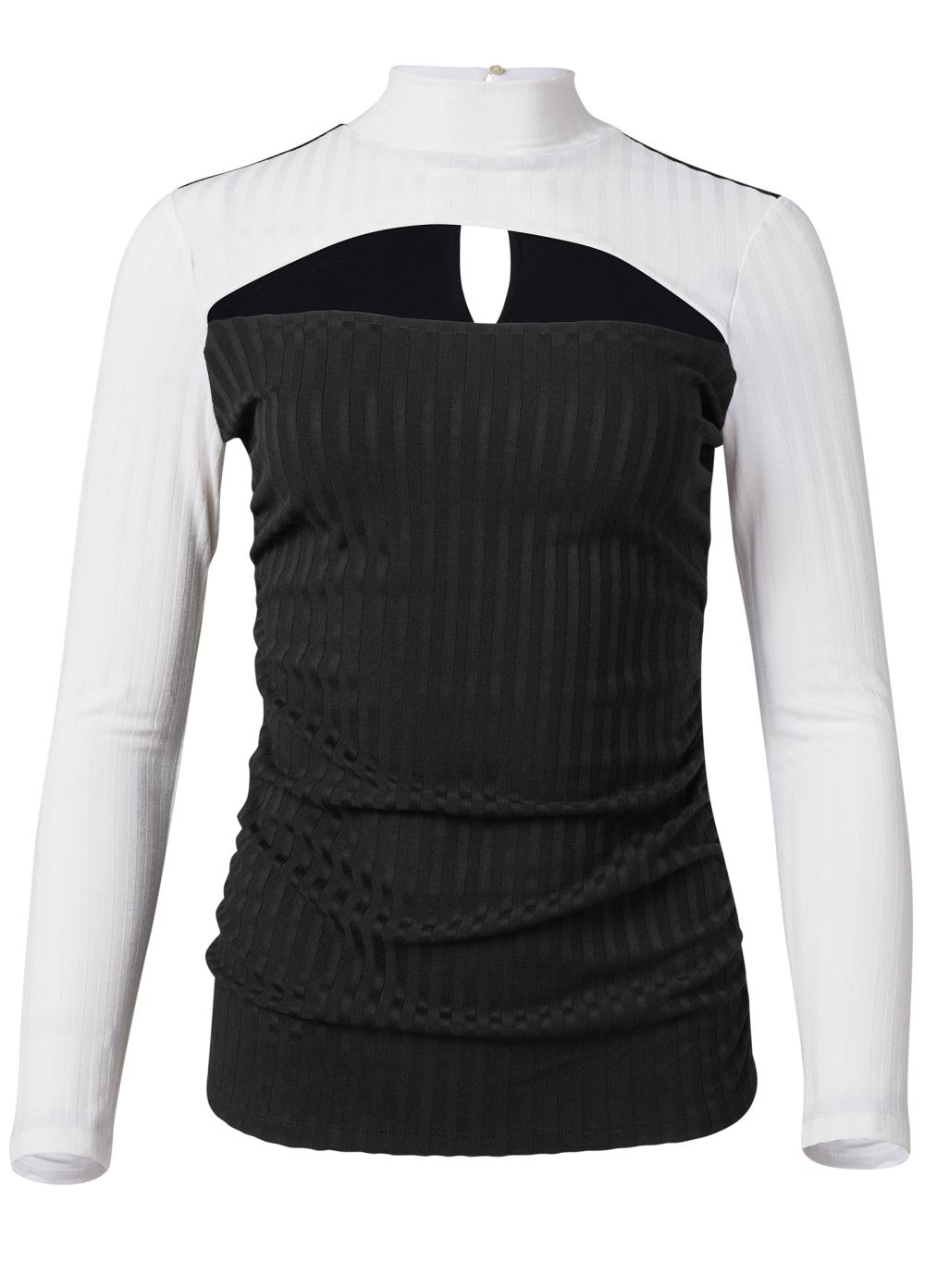 Venus Color Block Mock Neck Top in Black & White