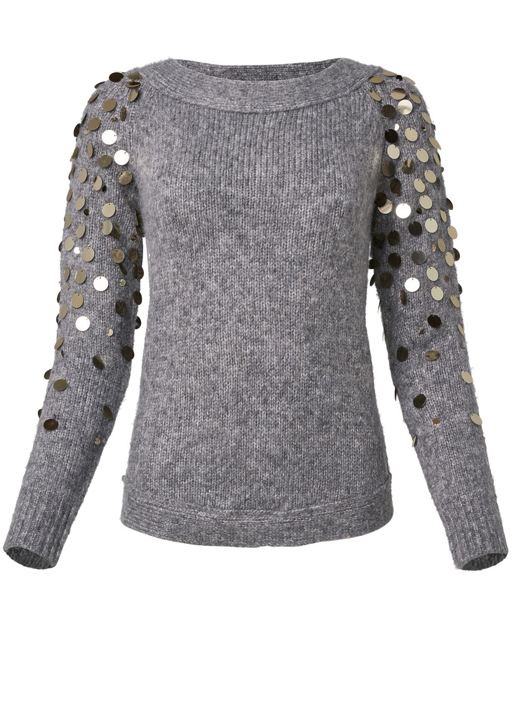 Venus VENUS | Open Back Paillette Sweater in Grey