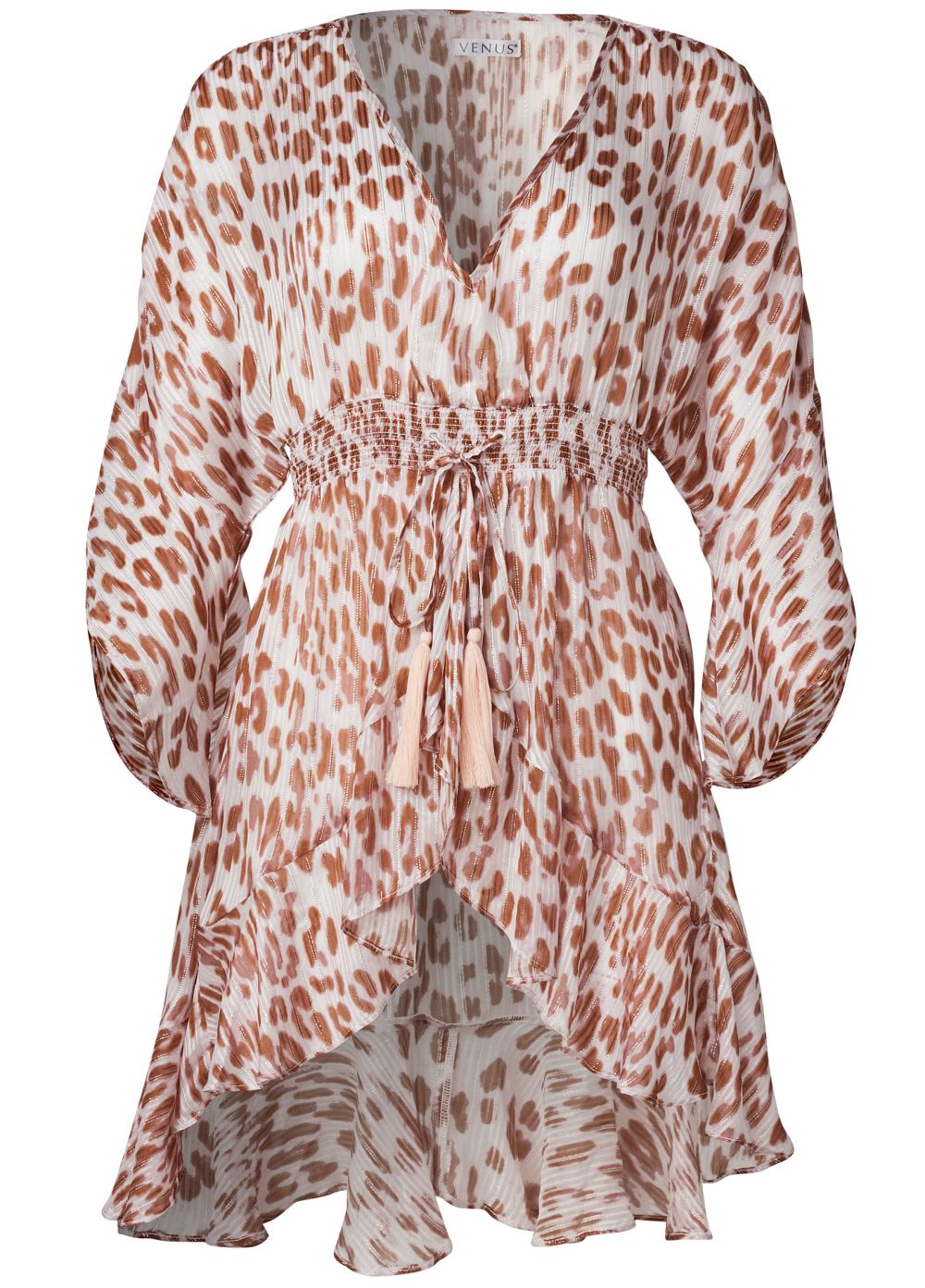 Venus Classic Cheetah Print Kimono Top in Brown Multi