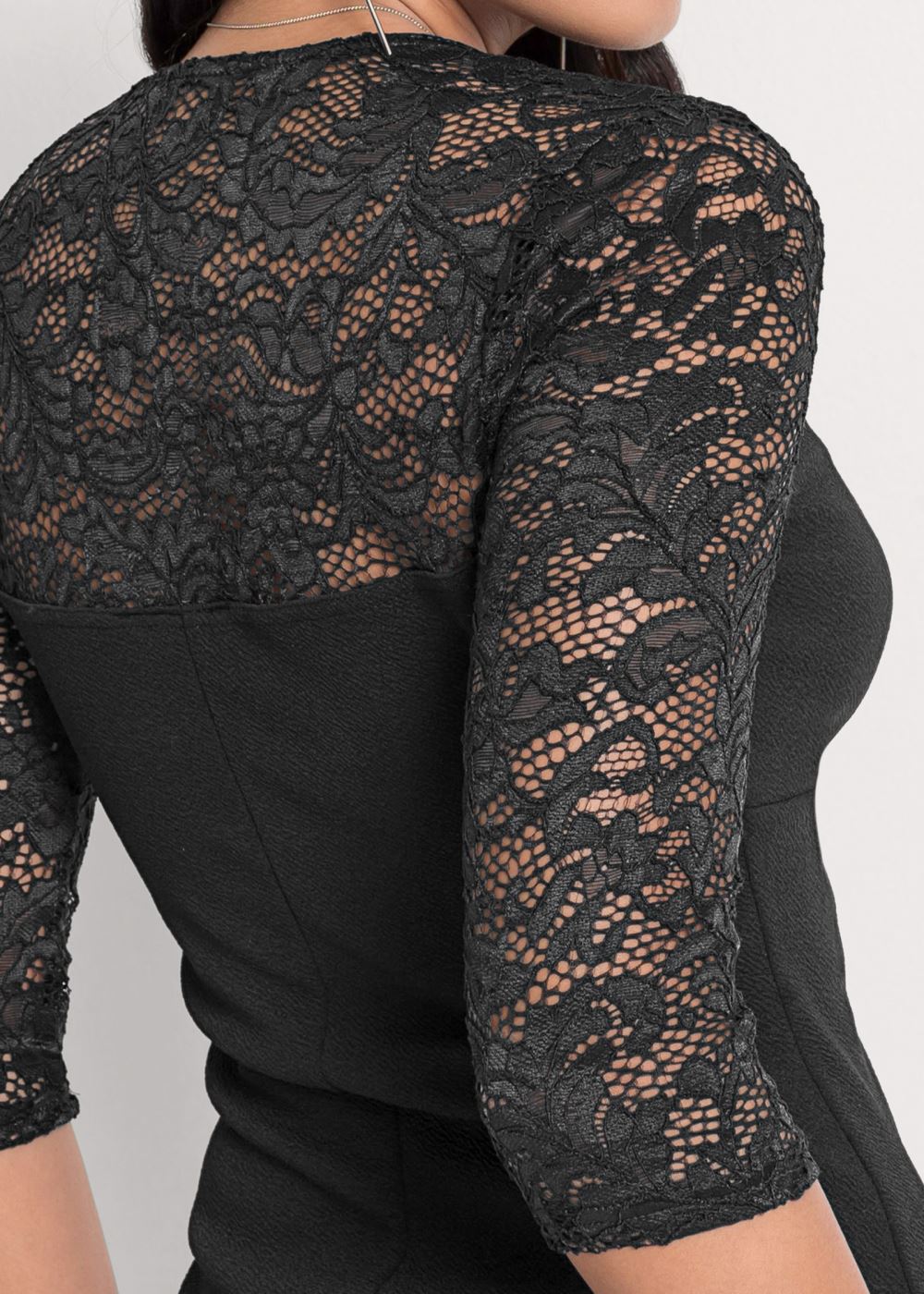 Venus Lace Sleeve Top in Black