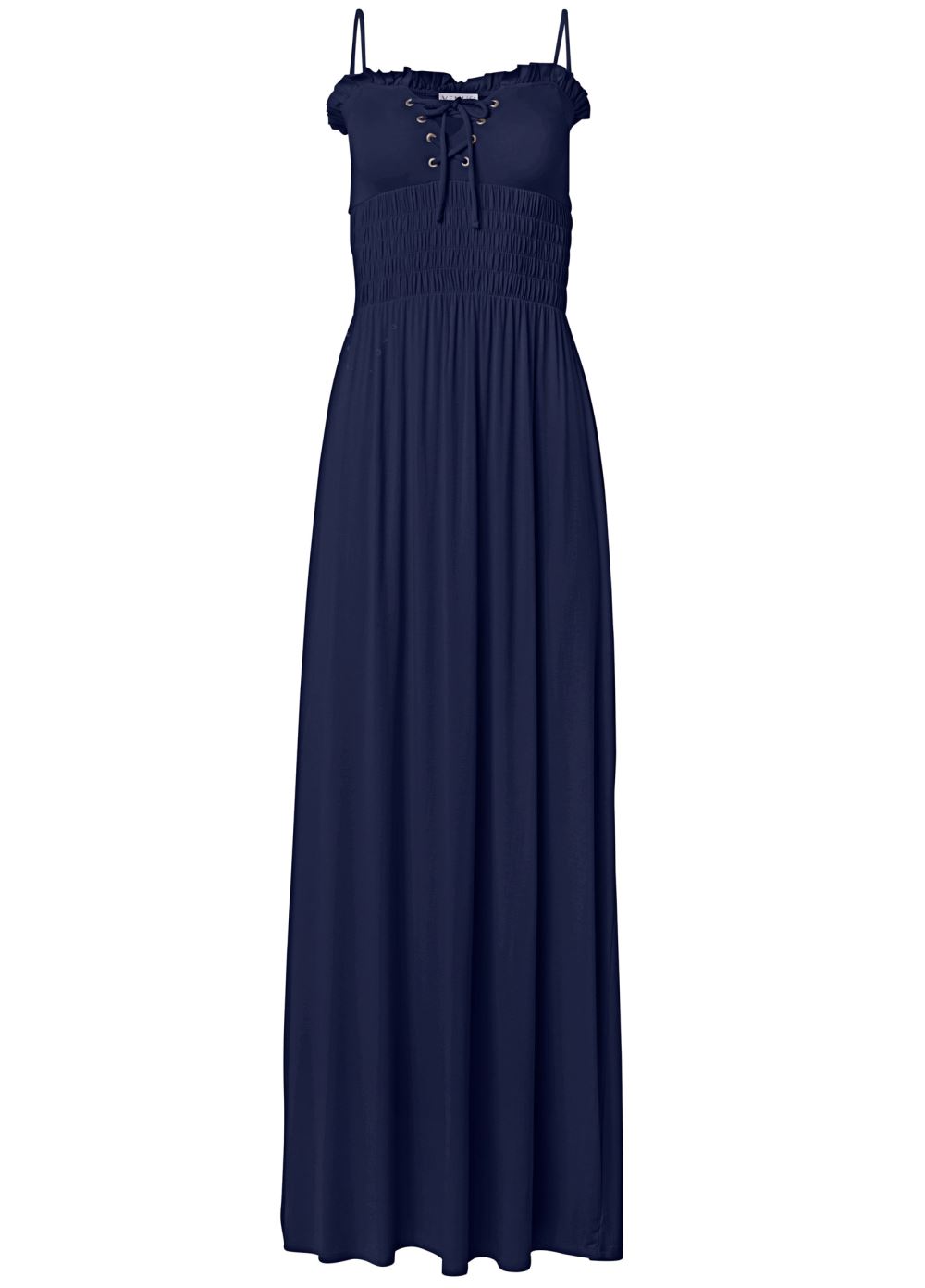 Venus Smocked Lace-Up Dress - Navy