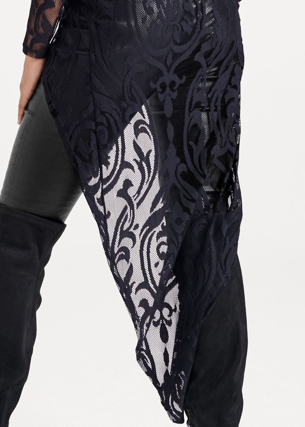 Venus Lace Cutout Front Maxi Top in Black Multi