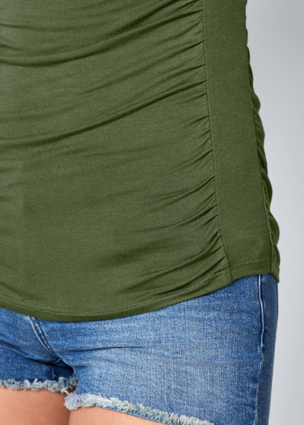 Venus Ruched Detail Top in Olive