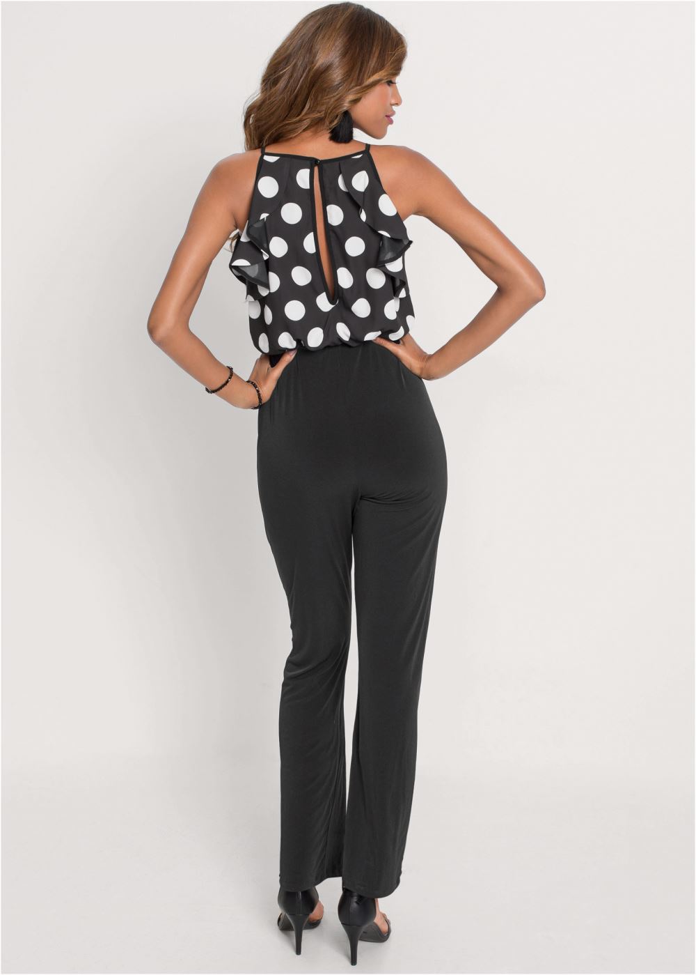 Venus Polka-Dot Jumpsuit in Black & White