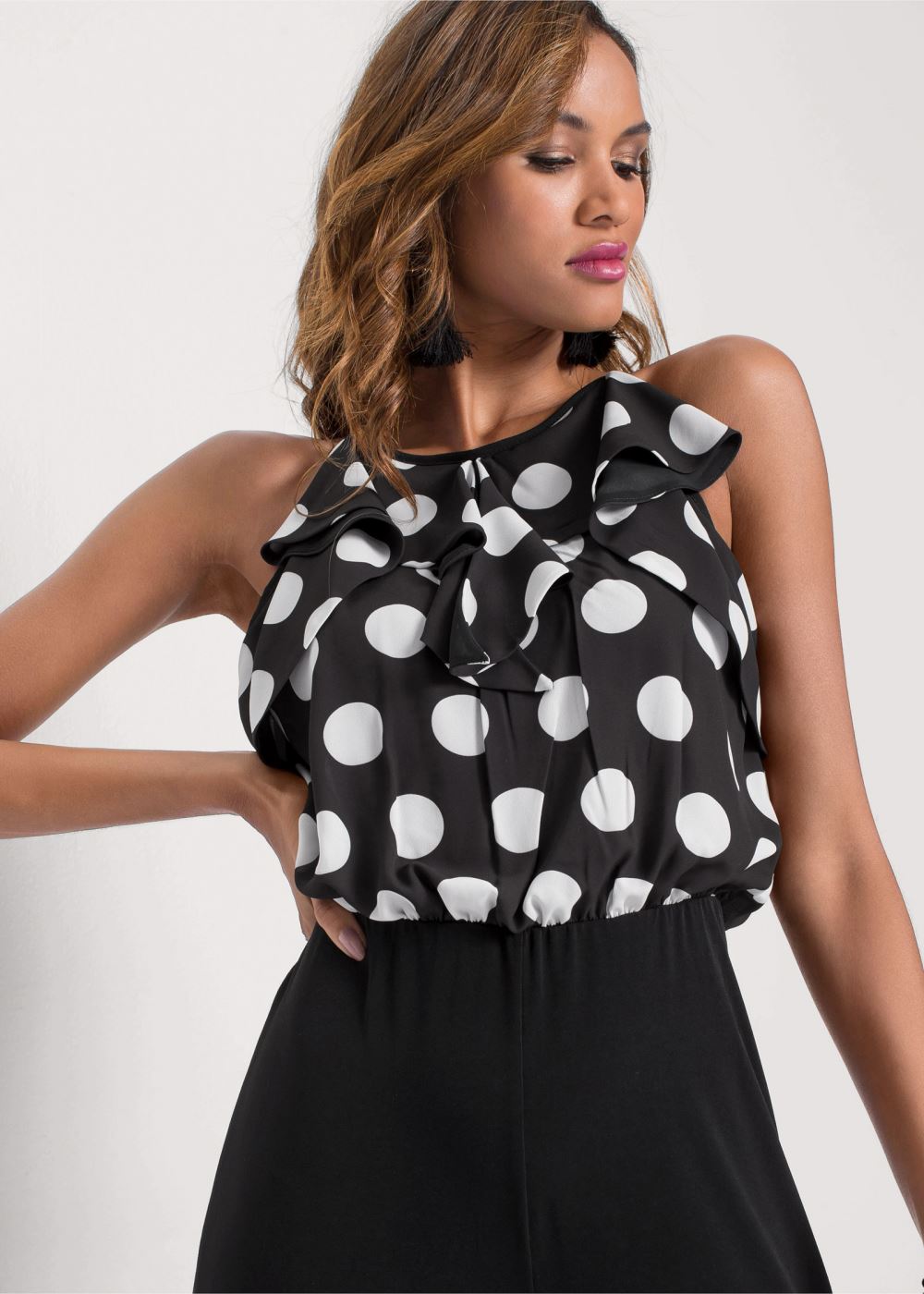 Venus Polka-Dot Jumpsuit in Black & White