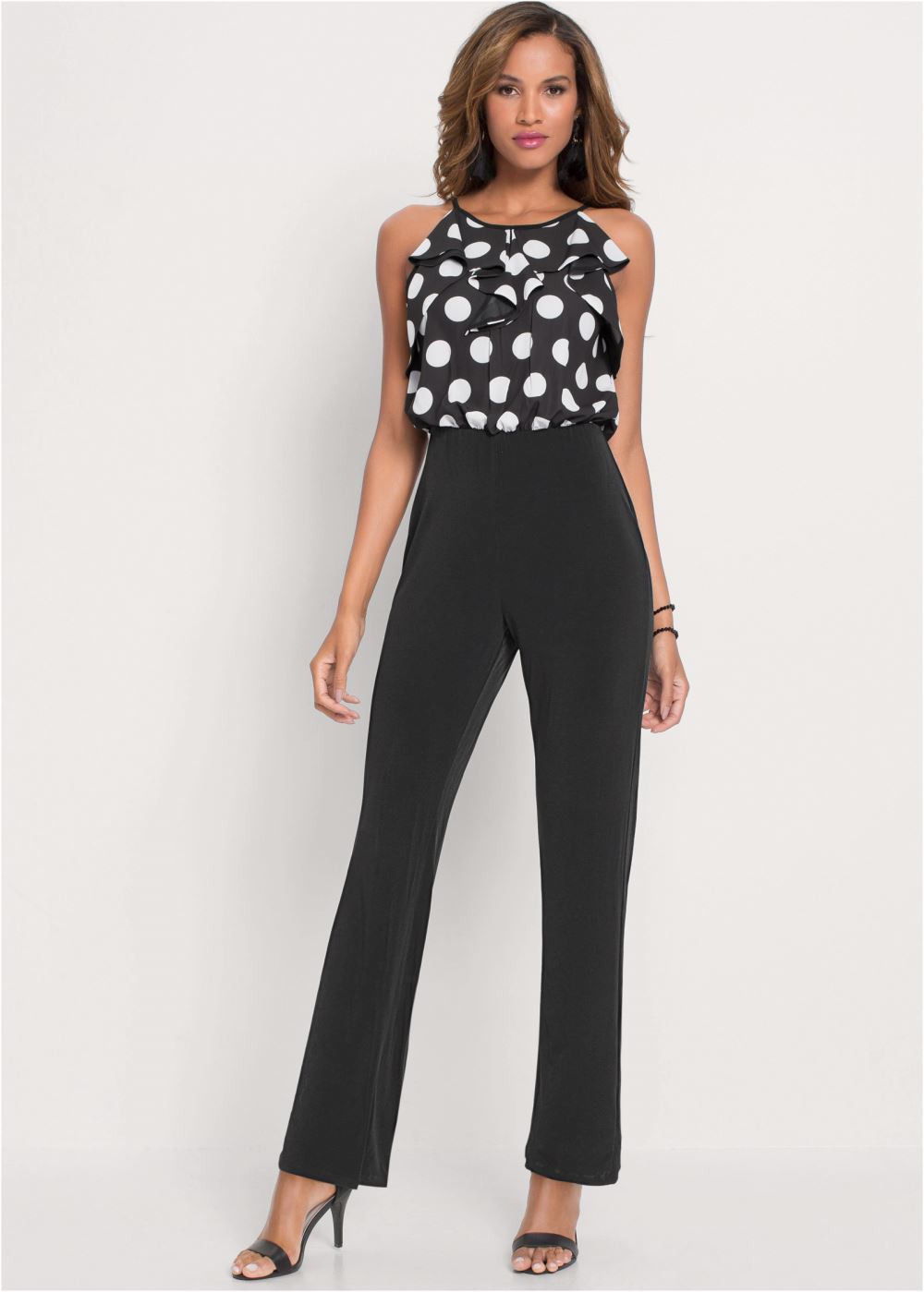 Venus Polka-Dot Jumpsuit in Black & White