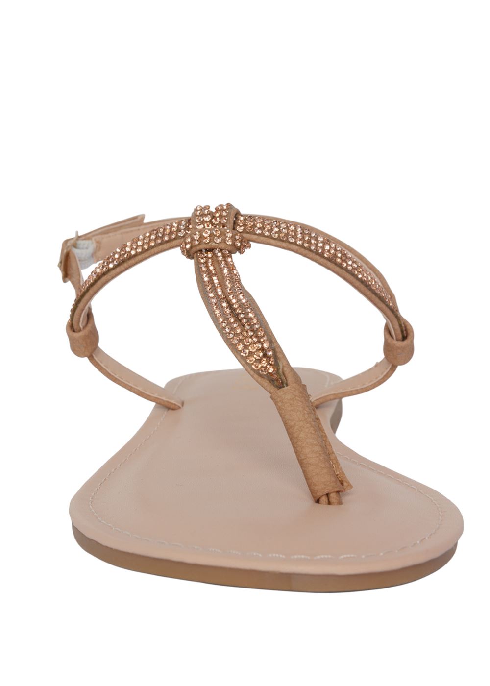 Venus Rhinestone Thong Sandals in Gold