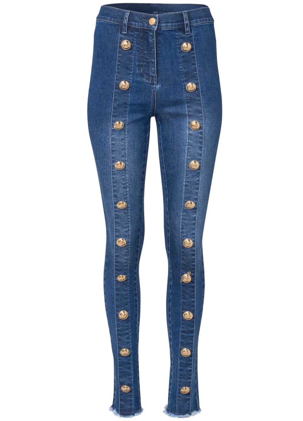 Venus Button Detail Skinny Jeans in Medium Wash