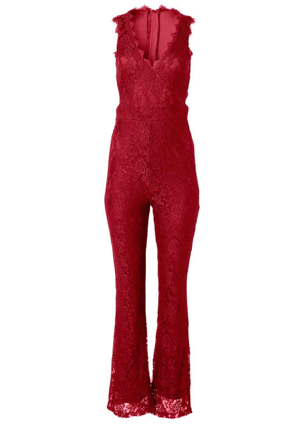 Venus Open Back Lace Jumpsuit in Red