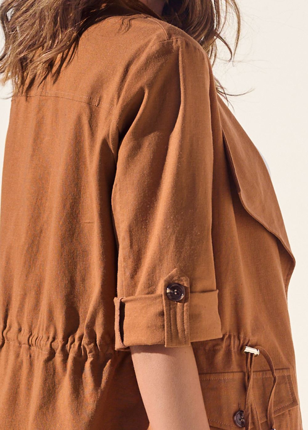 Venus Short Sleeve Linen Jacket in Rust