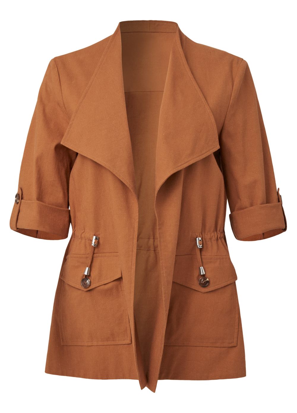 Venus Short Sleeve Linen Jacket in Rust
