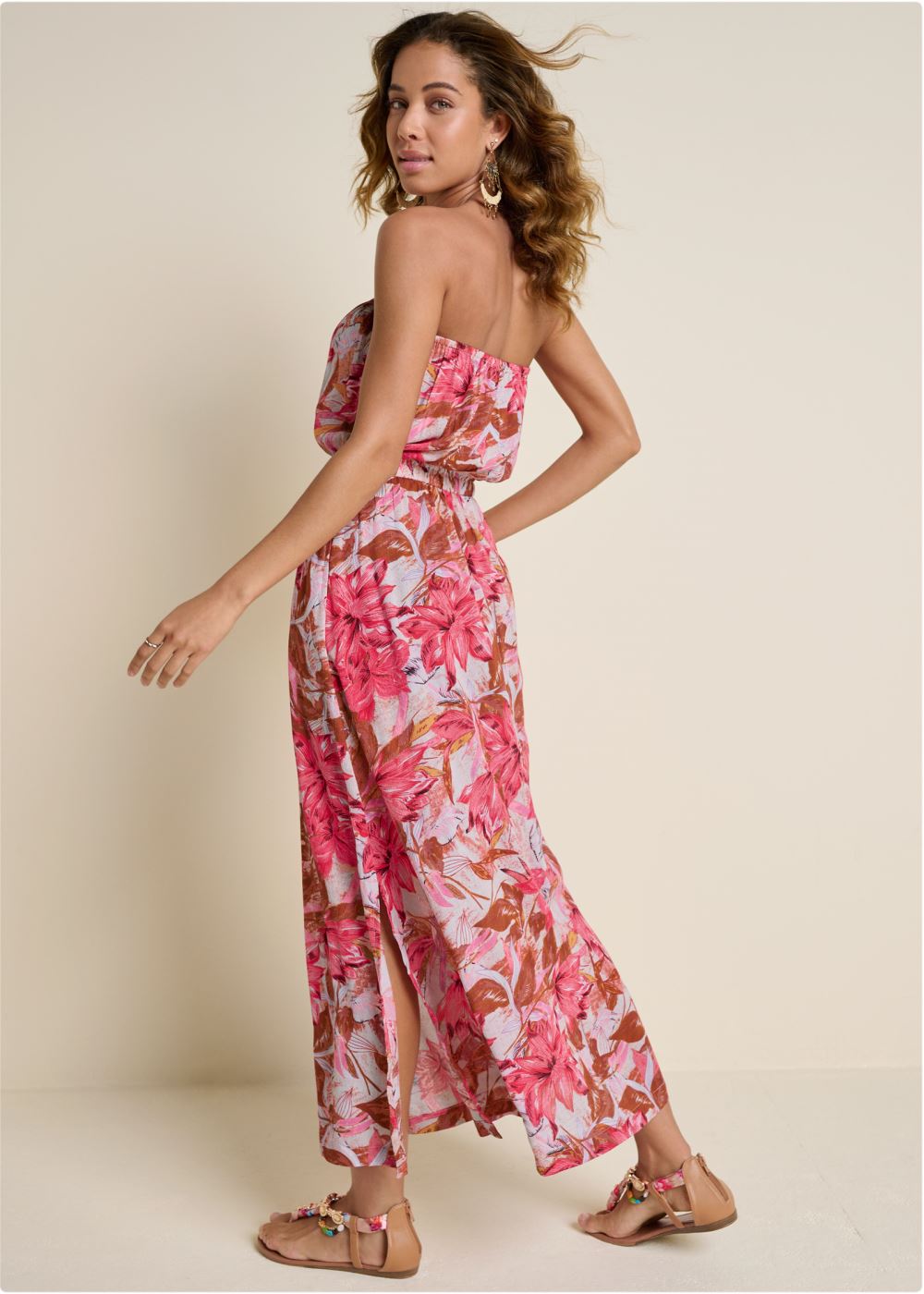 Venus Strapless Maxi Dress - Pink Multi
