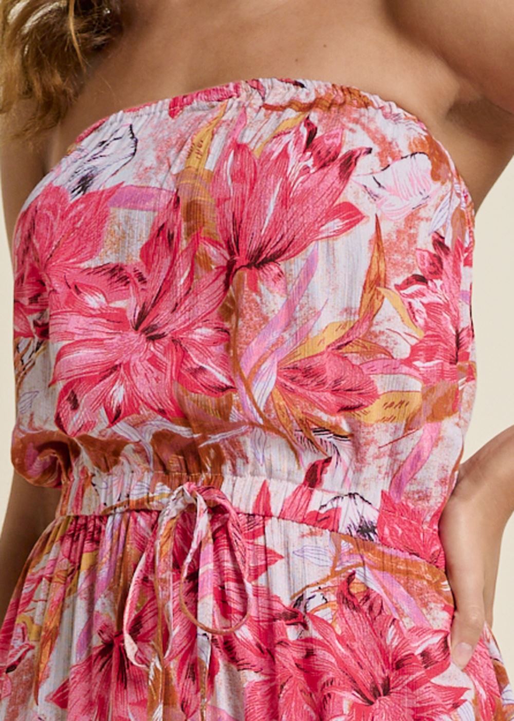 Venus Strapless Maxi Dress - Pink Multi