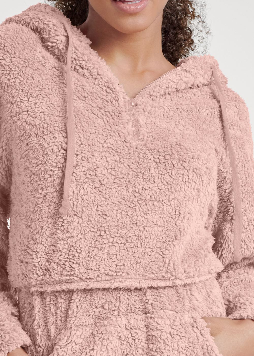 Venus Cozy Sherpa Neck-Zip Dress - Peach Blush