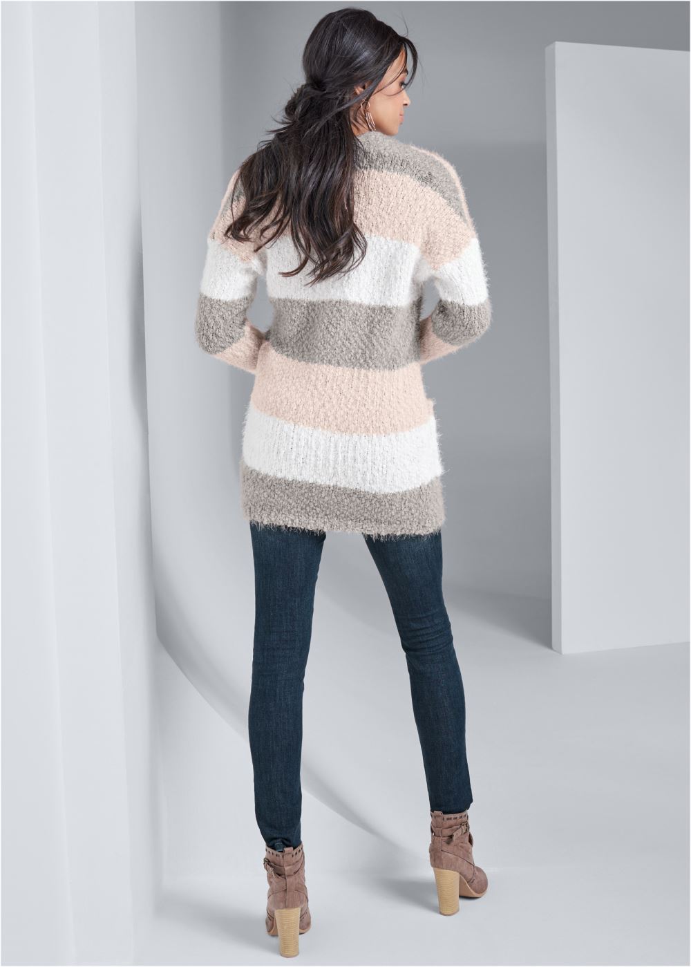 Venus VENUS | Cozy Striped Cardigan in Blush Multi