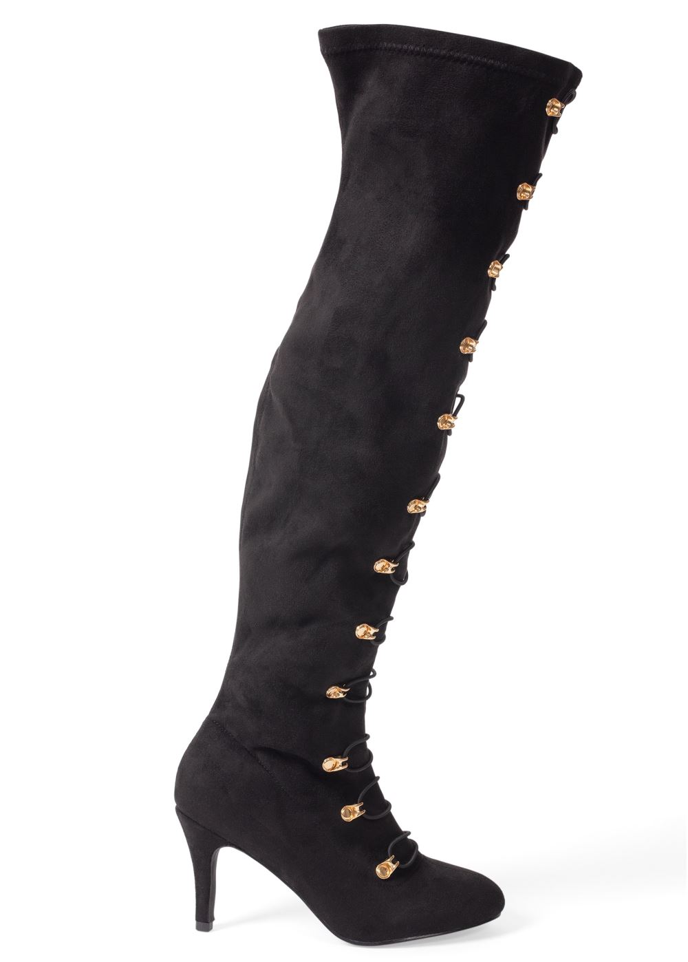 Venus Lace-Up Heeled Boots in Black