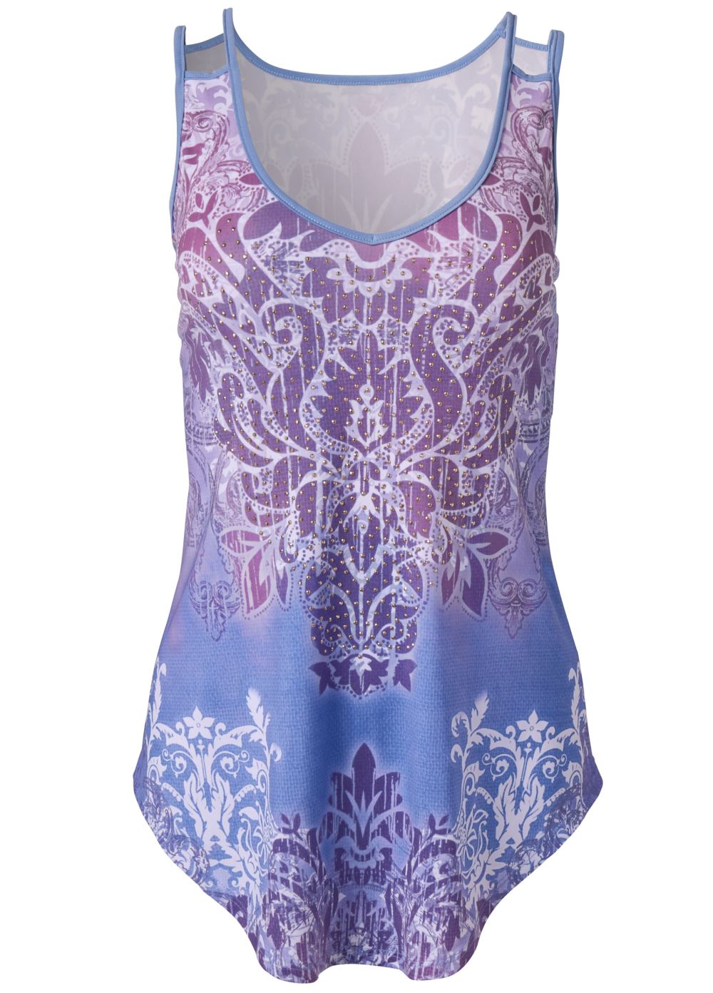 Venus Embellished Print Top in Purple Multi