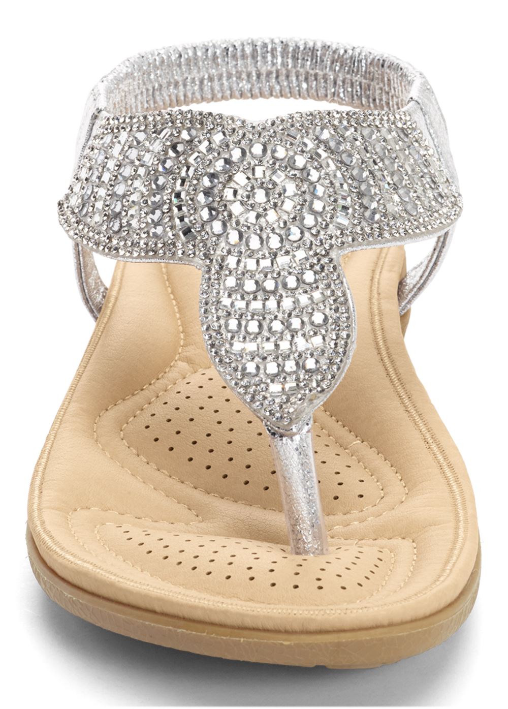 Venus Sparkle Thong Sandals in Silver