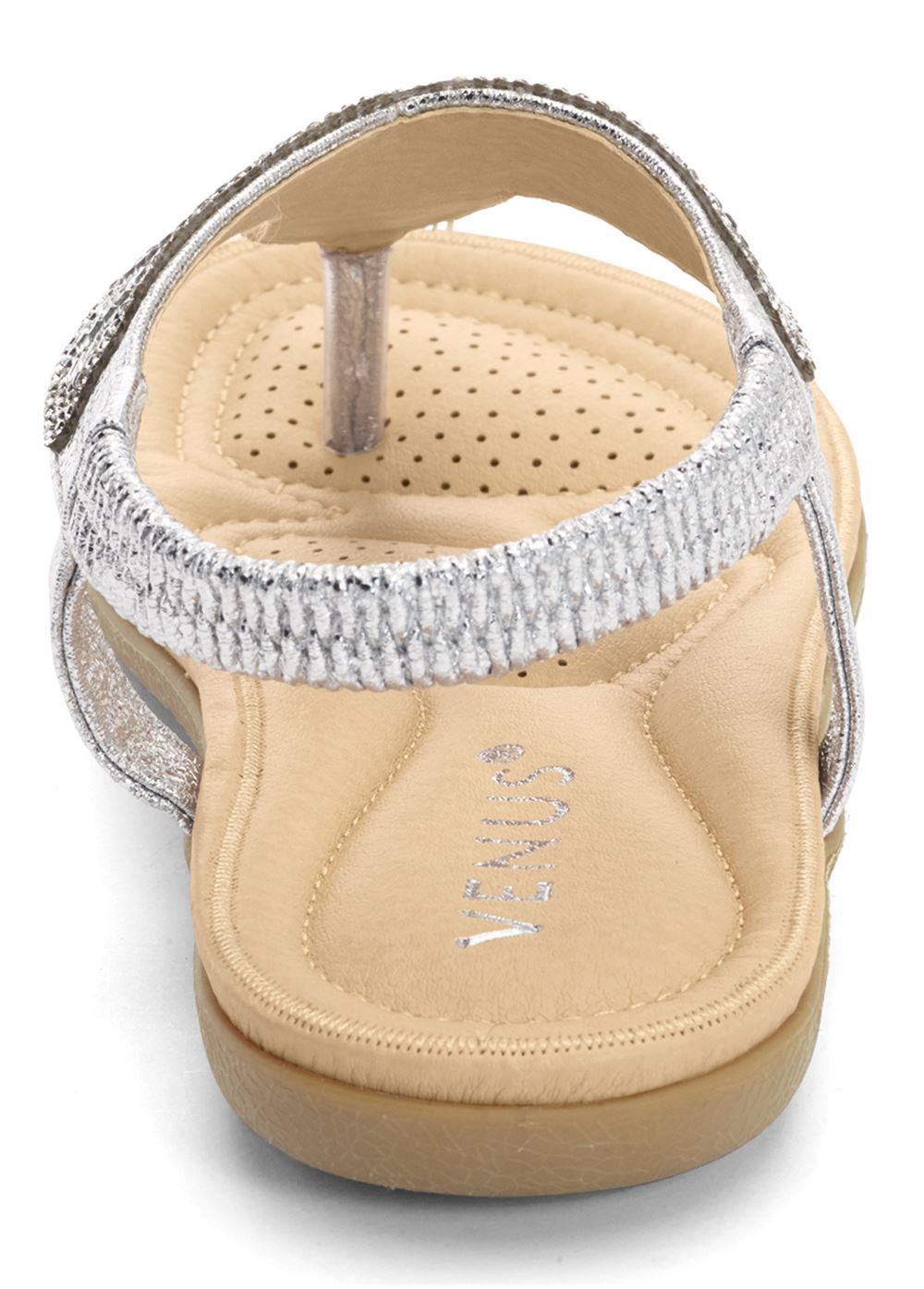 Venus Sparkle Thong Sandals in Silver