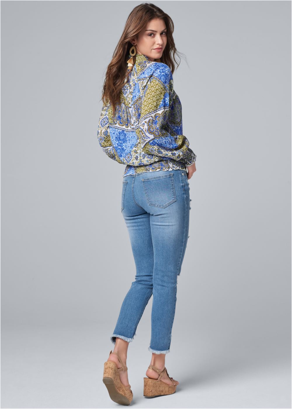 Venus Paisley Print Top in Blue Multi