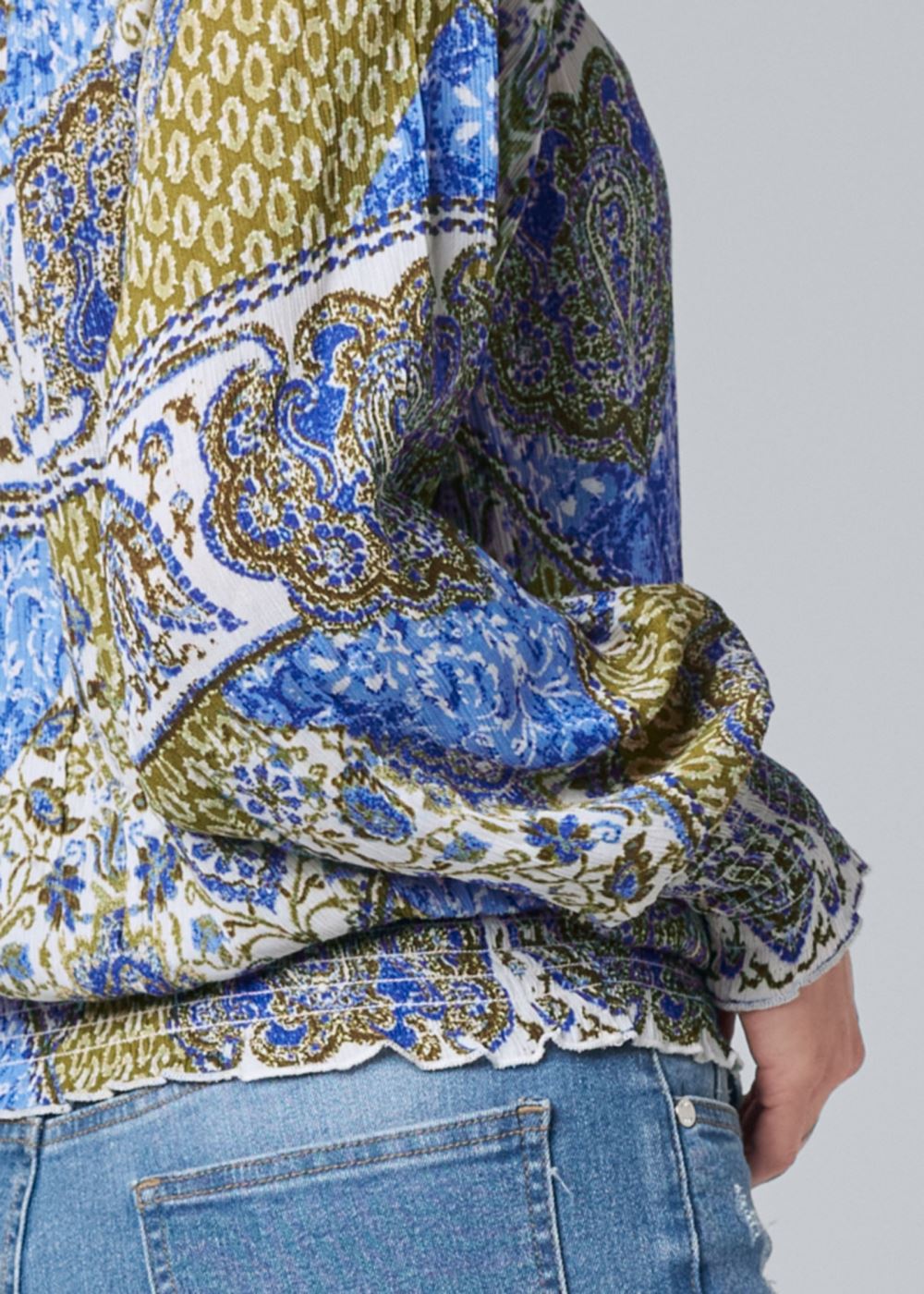 Venus Paisley Print Top in Blue Multi