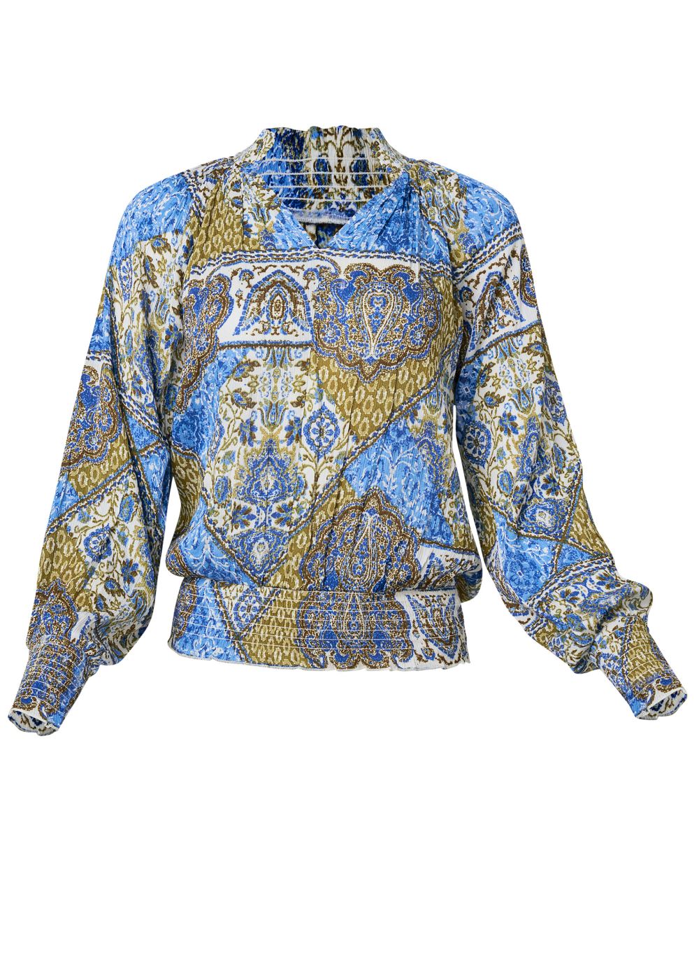 Venus Paisley Print Top in Blue Multi