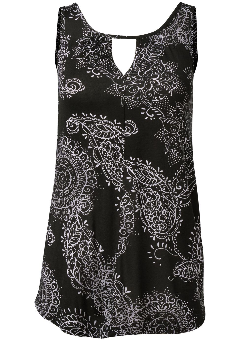 Venus Printed Keyhole Top in Black Multi
