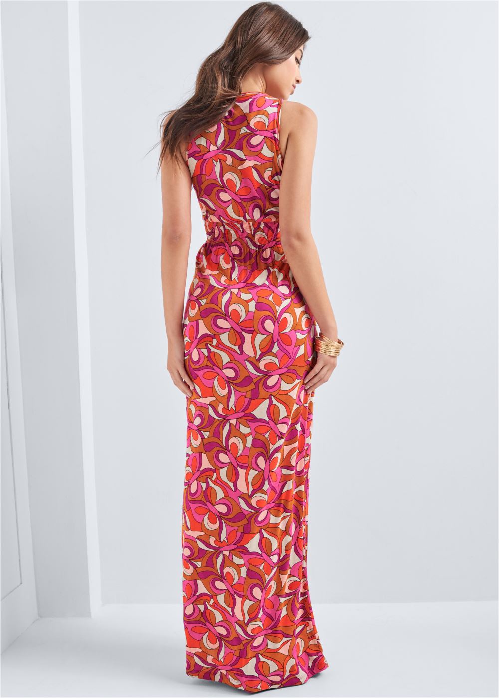 Venus Geometric Print Maxi Dress - Pink Multi